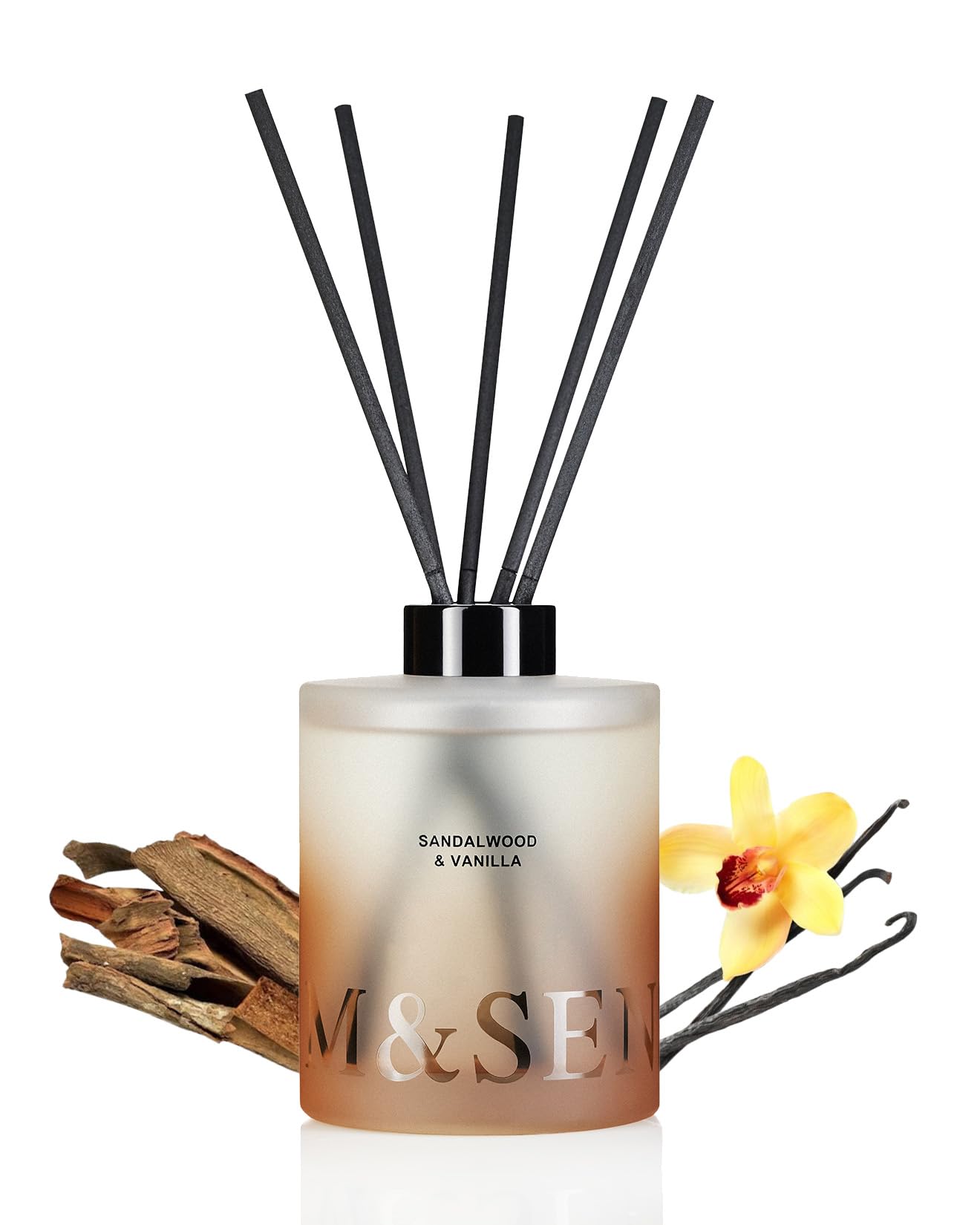 Sandalwood & Vanilla Reed Diffuser Set - 16.9 fl oz Long-Lasting Scent, Non-Toxic Essential Oil Diffuser for Home, Fragrance Diffuser Housewarming Gift