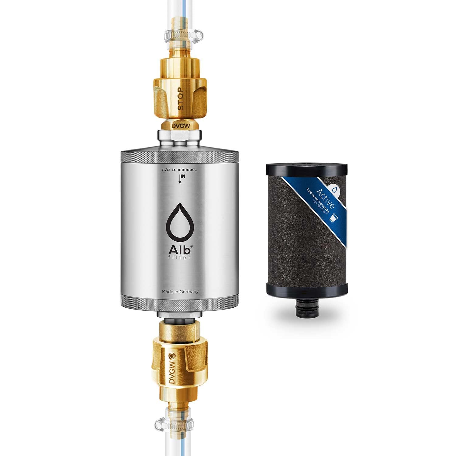 Alb Filter TRAVEL ACTIVE Einbaufilter Camping Edelstahl Natur | Reduziert Schadstoffe, Chlor & Geschmack, Festeinbau-Filter für Wohnmobil, Camper & Boot, Made in Germany