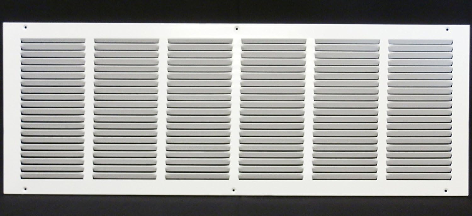 14'' x 8'' [Duct Opening] Flat Stamped Steel Return Air Grille by - Sidewall and Ceiling - HVAC Premium Vent Duct Cover - White [Overall Dimensions: 15.75''w X 9.75''h] — view 86