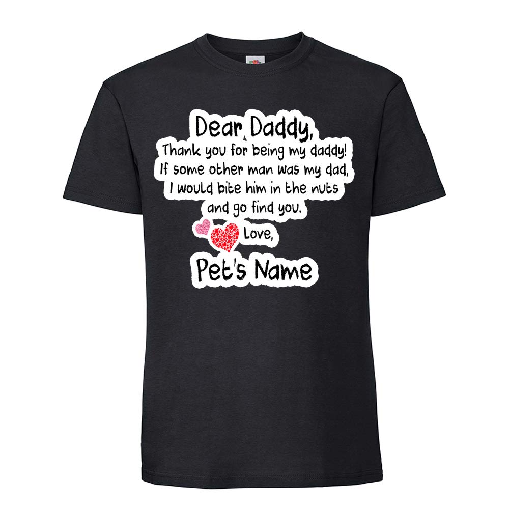 Getagift Men's Black Personalised Fathers Day Themed Funny Dog Daddy With Any Name Gift From Dog-Papa-Grandpa Inspired Unique Colour Short Sleeve Soft Touch Cotton T-Shirt. (Xl)