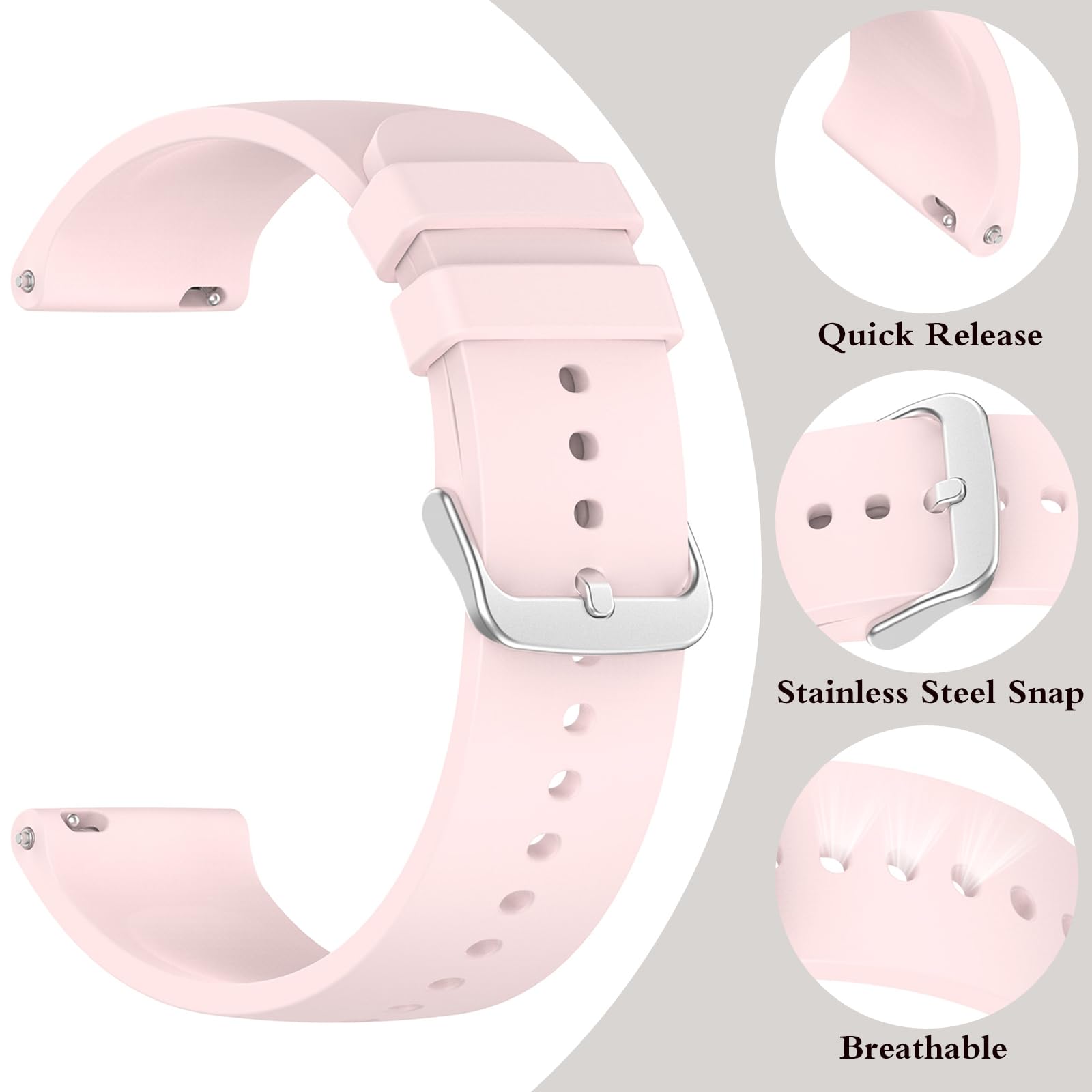 SUGARJAR Strap For Nerunsa P66D,22mm Silicone Band for Donerton T50S,T50H,Popglory P66,ENOMIR IDW19/LW51/LW11,TOOBUR IDW13/IDW16/IDW19/BW01,uaue T50S,Narcid P95/P66,TUYOMA LW36,WeurGhy Y6 - Image 3