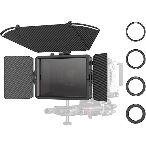 SmallRig Mini Matte Box Pro Flag Kit with Two 4 x 5.65 Filter Frame, Modular Anti-Glare System with Φ67/72/77/82-95mm Adapter Ring, Carbon Fiber Lightweight Design