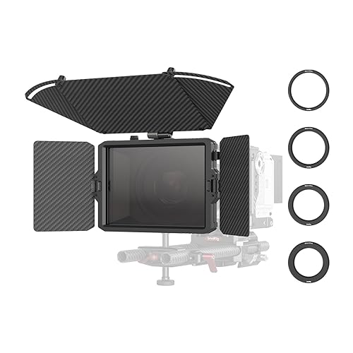 SmallRig Mini Matte Box Pro Flag Kit with Two 4 x 5.65 Filter Frame, Modular Anti-Glare System with Φ67/72/77/82-95mm Adapter Ring, Carbon Fiber Lightweight Design
