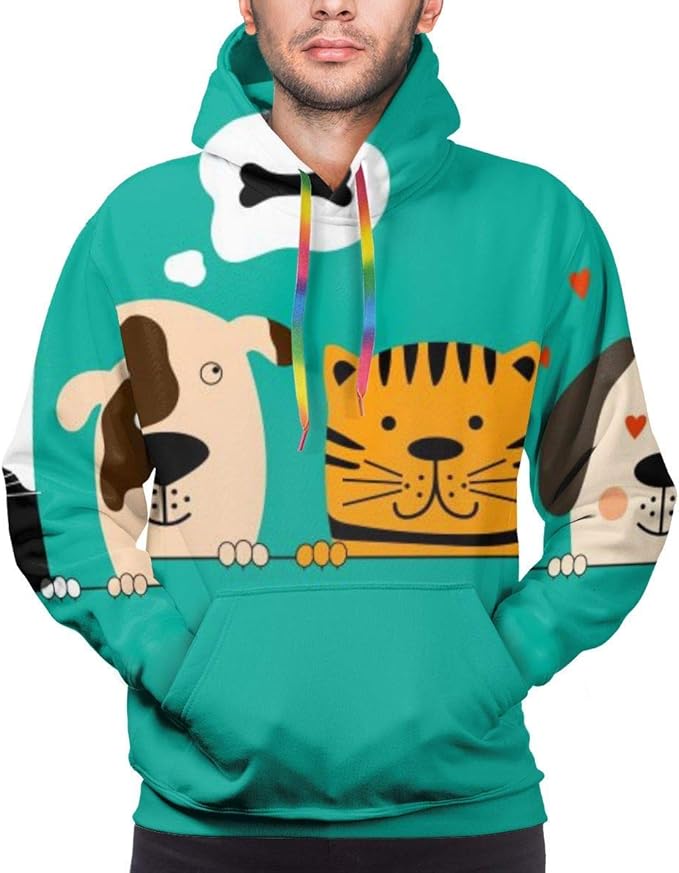 Amazon メンズパーカーおかしい犬とかわいい猫の汗のスウェットシャツメンズカジュアルパーカーカジュアルトップフード付き Xxl トレーナー パーカー 通販