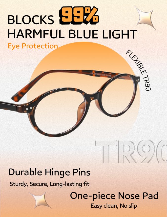 Image of Y2K Oval TR90 Blue Light Blocking Glasses Ultra Light Computer Screen Gaming for Woman