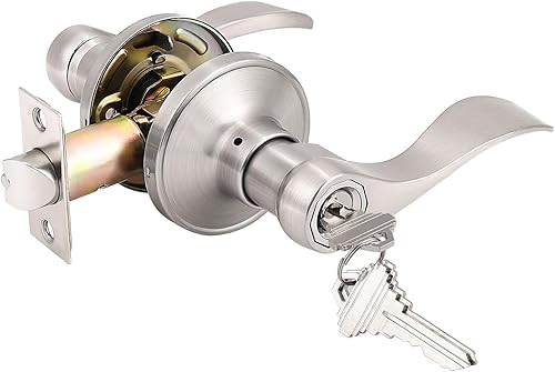 Miniatura 39 de Probrico Manijas de puerta de entrada de color negro mate con diferentes llaves, manijas de puerta de estilo ondulado para puertas interiores