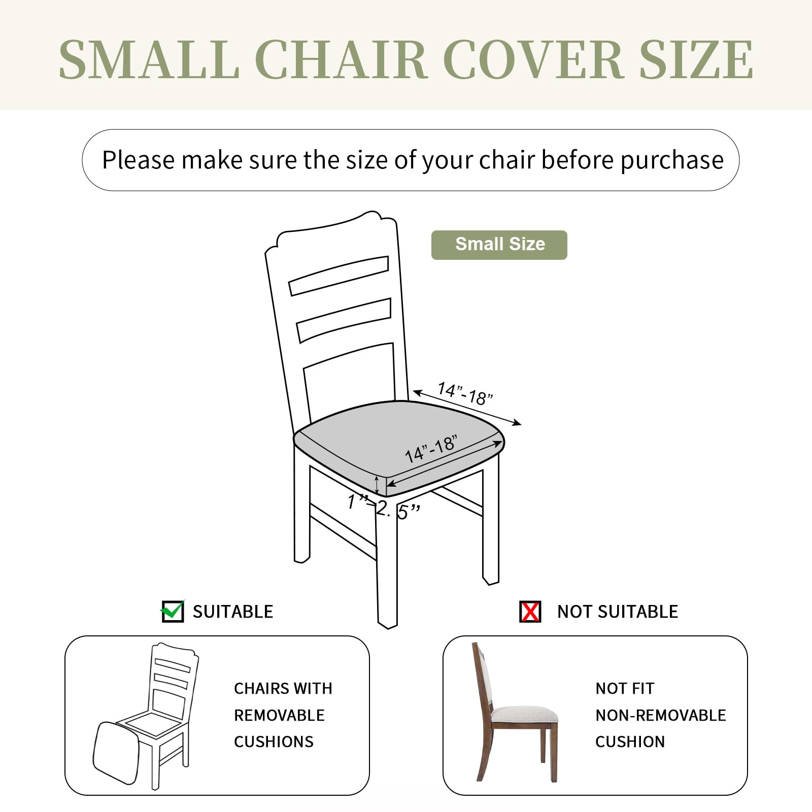 Lot de 6 housses de chaise imperméables pour salle à manger, extensibles, amovibles et lavables pour la maison, restaurant, banquet et cuisine (beige, taille S)
