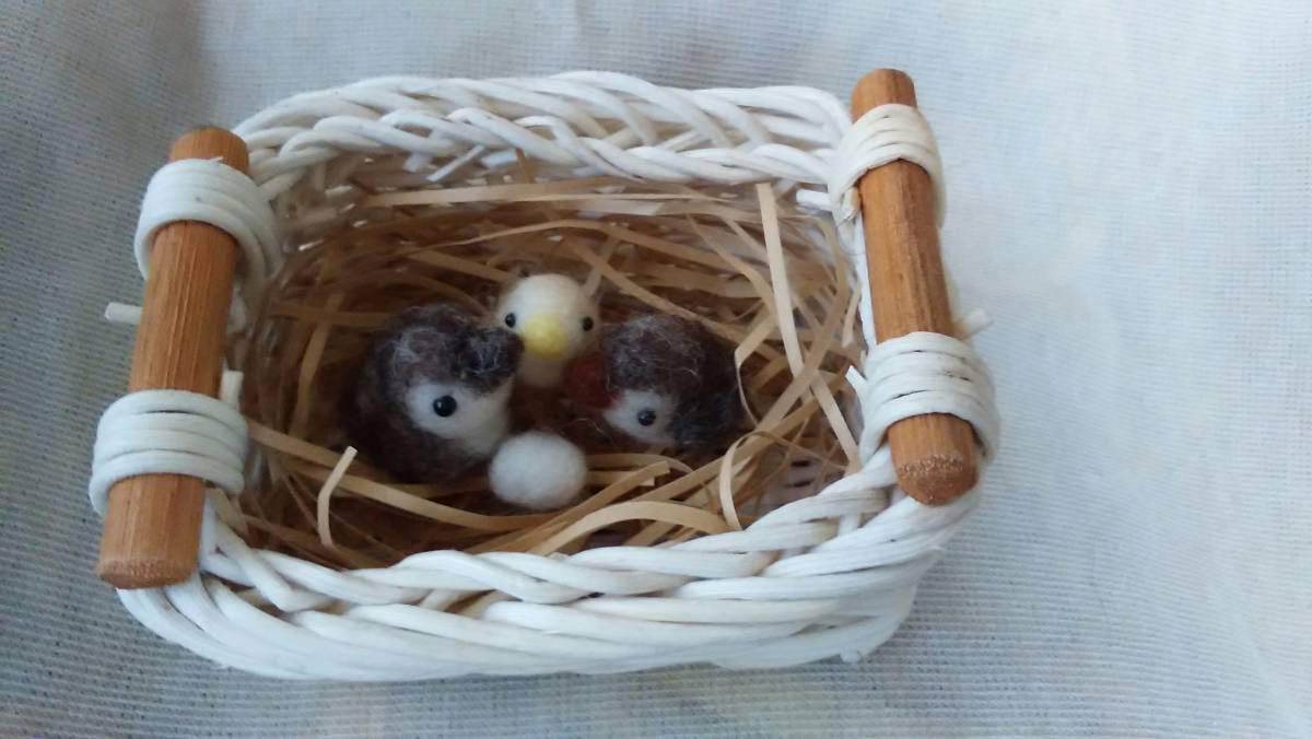 小鳥の親子 羊毛フェルト ハンドメイド 鳥