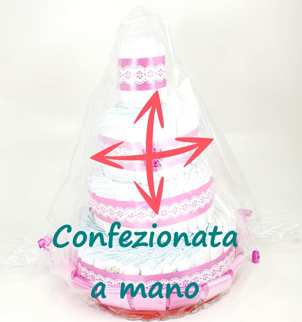 Torta di Pannolini 4 Piani Rosa