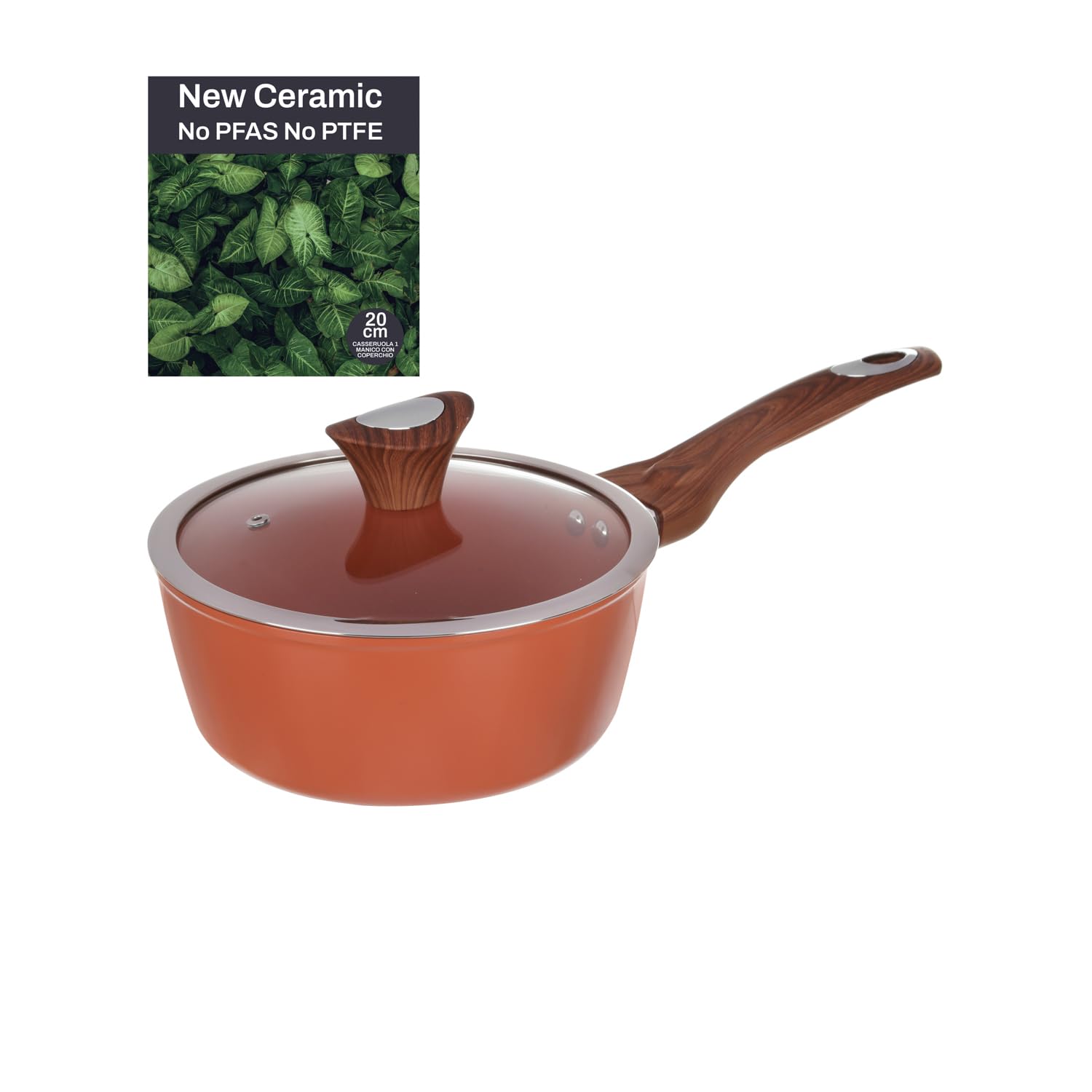 Casserole 20 cm avec couvercle saumon New Ceramic ustensile de cuisson