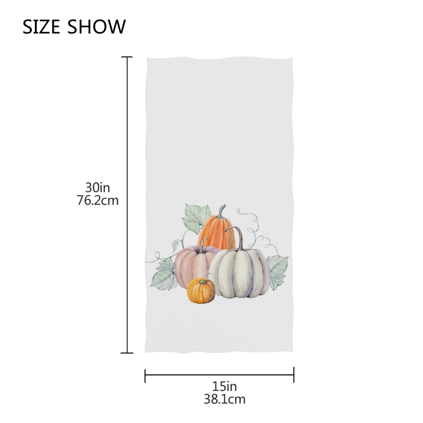 ZZAEO Thanksgiving Autumn White Pumpkins Towel Hand Towel, 30 x 15 inch Thin Lightweight Soft Absorbent Fingertip Towel for Home Bathroom Theme Decor