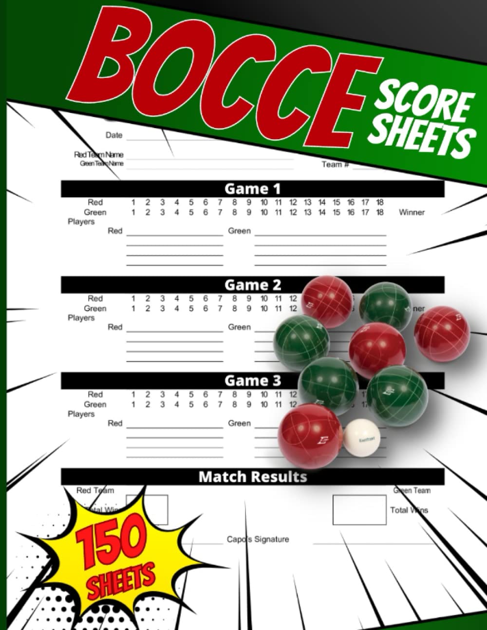 Buy Bocce score sheets Petanque score sheet Bocce game Record Score