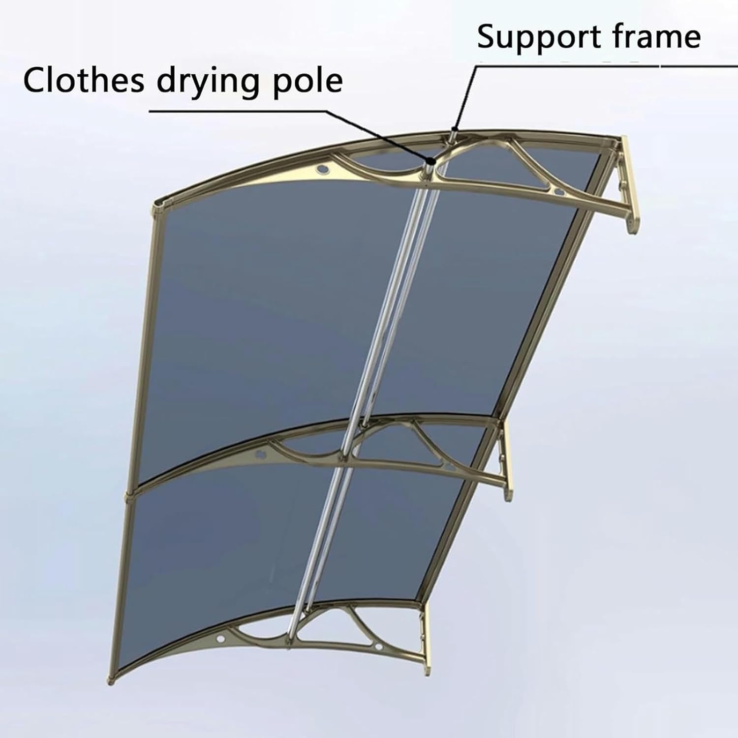 Door Awning Canopy, Window Awnings Exterior Polycarbonate Awning for Door Entrance, Aluminum Front Door Awning Patio Canopy, UV Rain Snow Sunlight Protection Hollow Sheet Waterproof (Size : 60x150cm