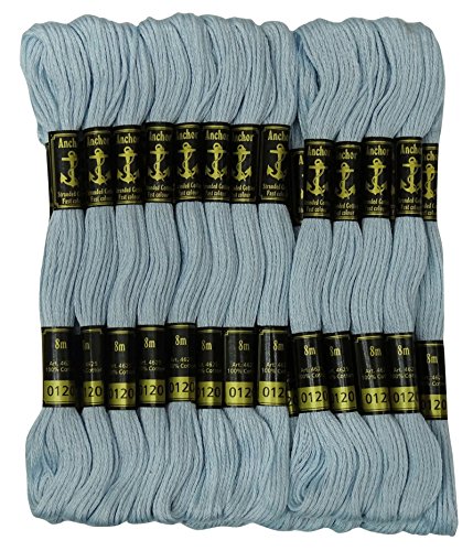 IBA Indianbeautifulart 25 x Anchor Cross Stitch Hand Embroidery Floss Stranded Cotton Thread Skeins-Light Blue