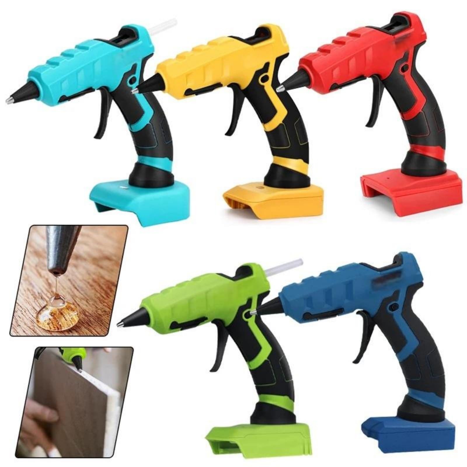 pistola colla caldo, Pistola for colla a caldo senza fili da 50 W e 7 mm for batteria al litio da 18 V e 20 V for utensili for riparazioni artigianali(C)