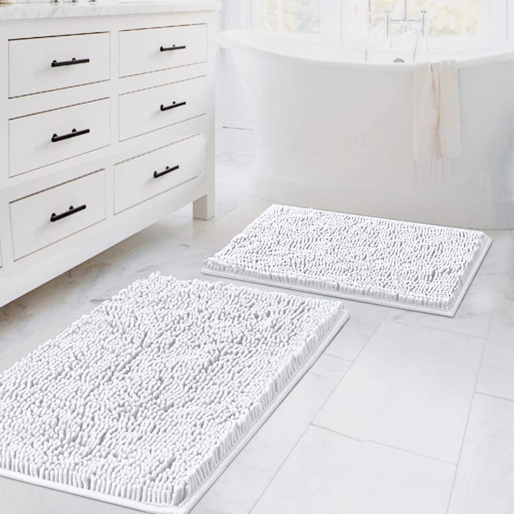 H.VERSAILTEX Bath Rugs for Bathroom Slip-Resistant Shag Chenille Bath Rugs Mat Extra Soft and Absorbent Bath Rug for Shower Room Machine-Washable Fast