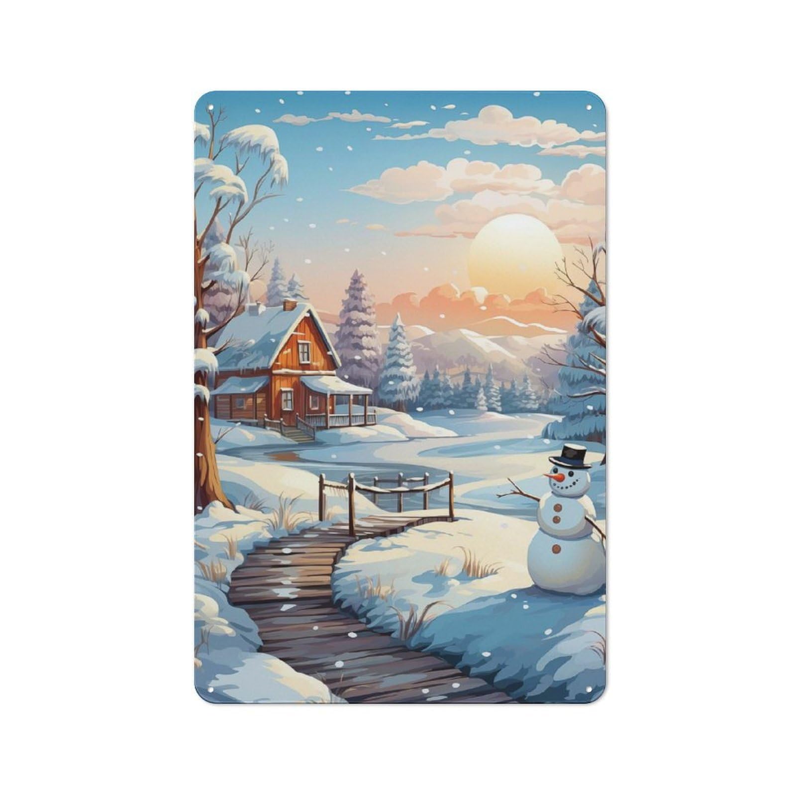 Junmoney Happy Snowman Haven Printed Metal Sign 30X20cm For Man Cave Or Games Room, Suited To Man Cave Decor Fans