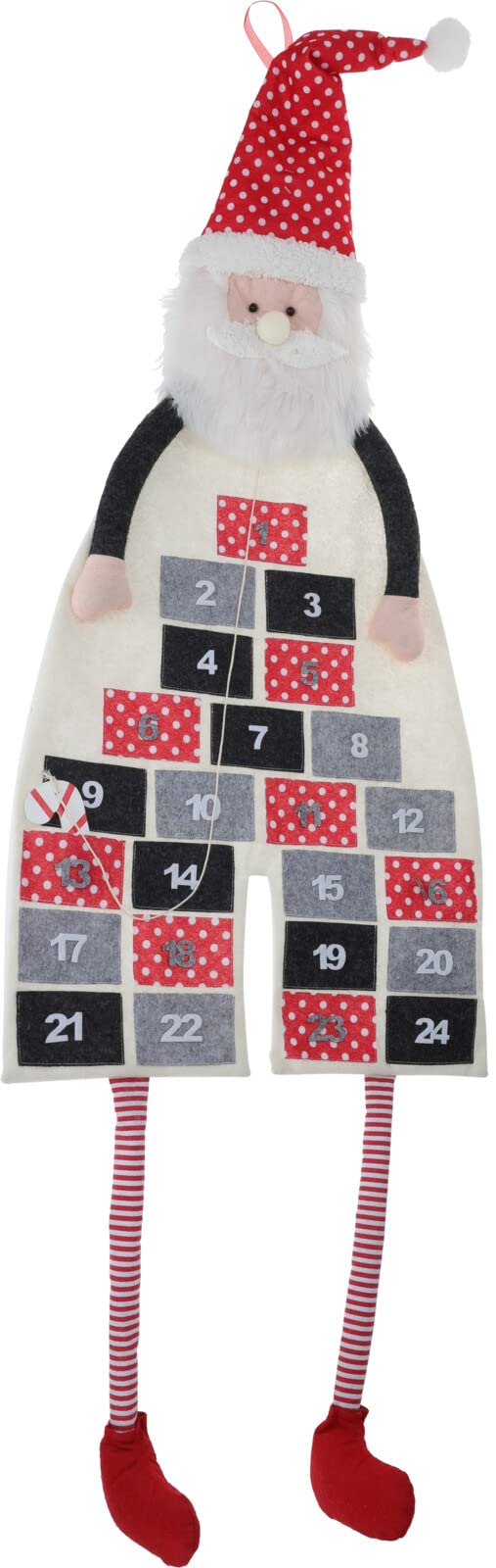 Large Felt Hanging Santa Claus Father Christmas Advent Calendar with Pockets - Reusable Xmas Decorative Children's Kids Gift Present Storage