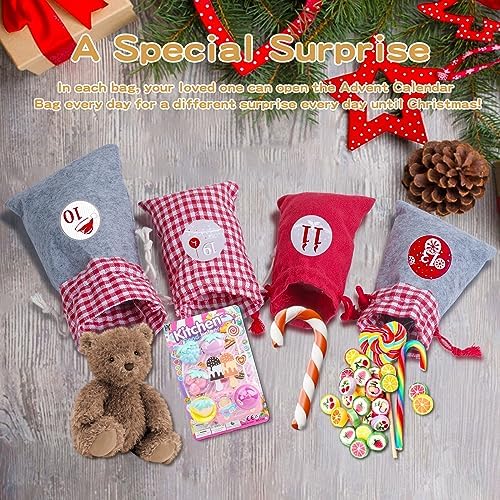 Fill Your Own Advent Calendar 2023, Christmas Advent Calendar Bags, Resusable Hanging DIY Advent Calendar Kit, Make Your Own Advent Calendars for Christmas Decorations by Jiosdo