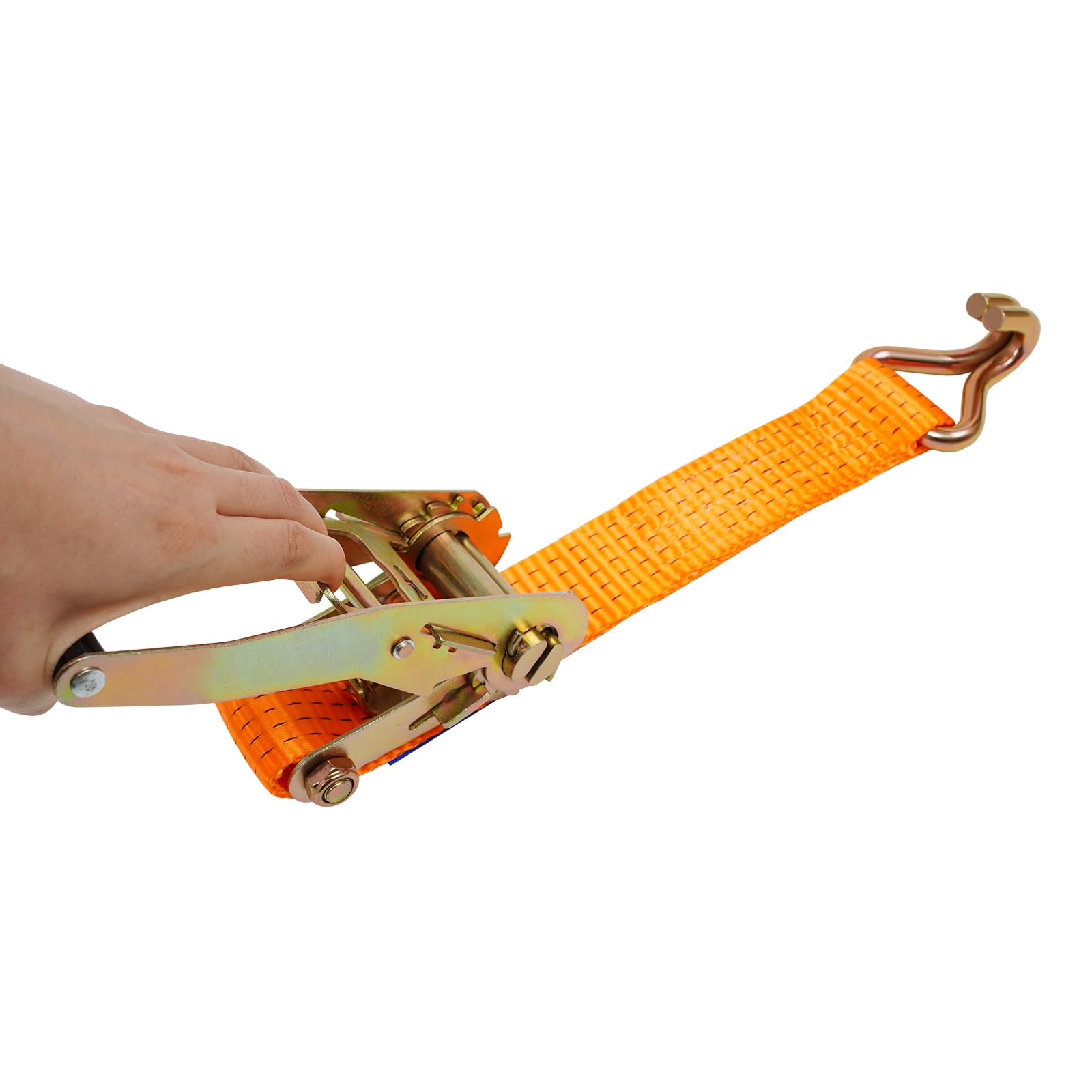 10 Stück Spanngurte mit Ratsche, 8m Spanngurte mit Haken, Belastbar bis 2500KG, Ratschengurt Zurrgurte 50mm für die professionelle Ladungssicherung (Orange)