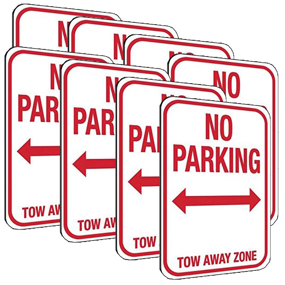 8 Pack No Parking Tow Away Zone | 12x8 Inch Corrugated Signs with Double Sided Tape