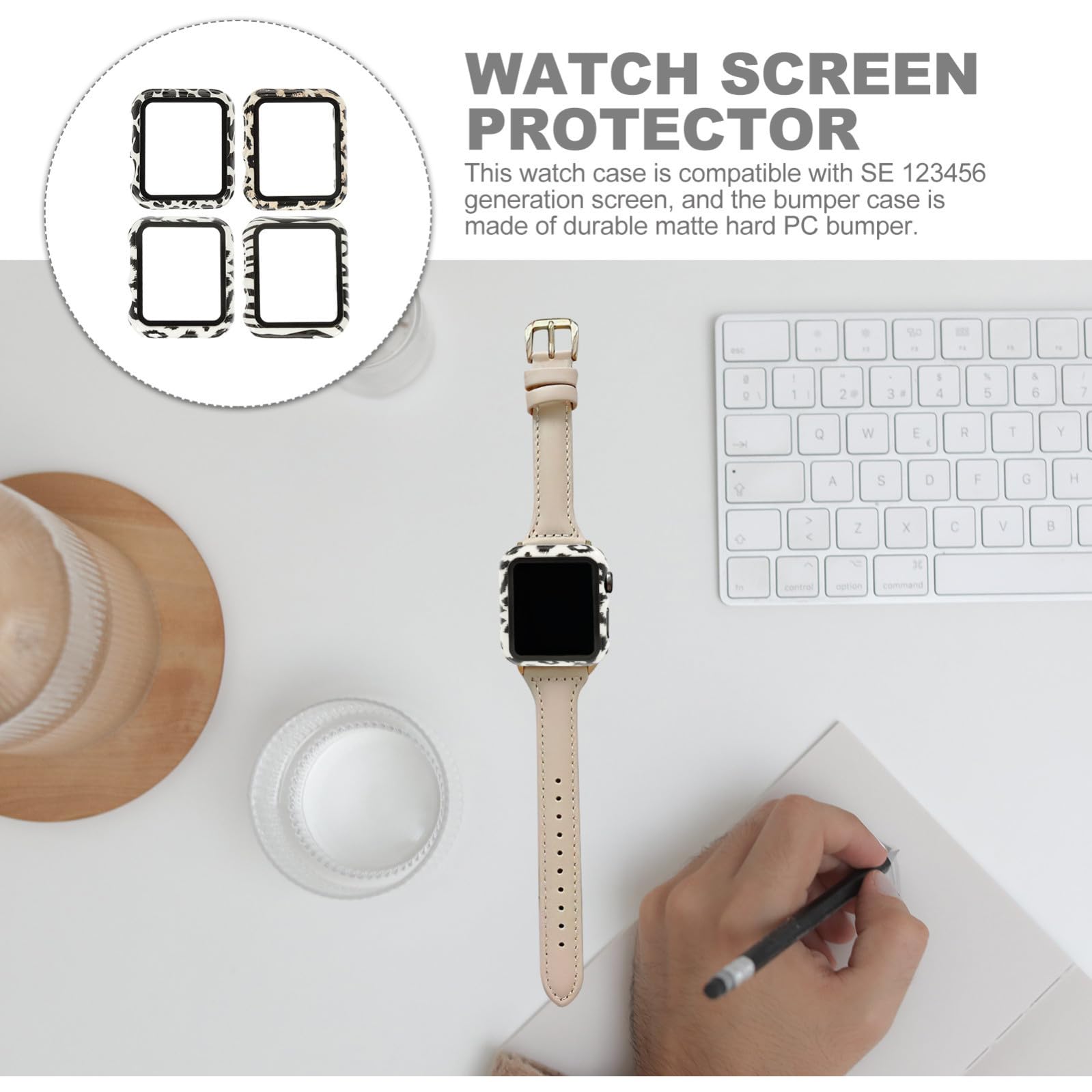 UPKOCH Cover Protettiva Rigida per Orologio 38 Mm, Custodia Integrale con Pellicola Temperata Trasparente, Protezione Schermo e Cassa per Smartwatch, Set da 4 Pezzi per Protezione