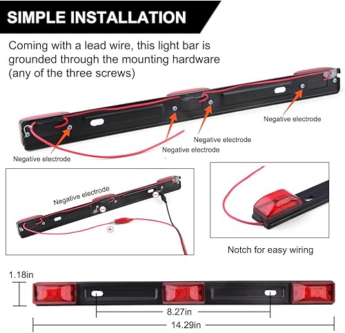 Miniatura 4 de Kit de luces LED para remolque de barco de 12 V, luces LED cuadradas de parada y freno intermitente, luces de matrícula sumergibles con reflejos de