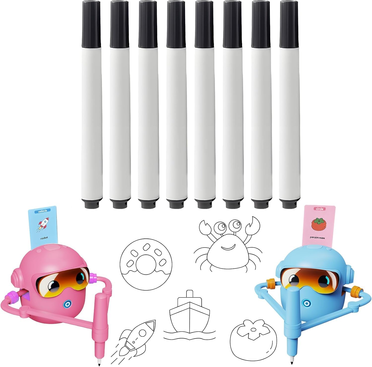 NAUQUOHZ Drawing Robot Pen, Specialty Pen for Drawing Robot, 8 PCS Proprietary Black Brushes, Compatible with all Kid Painting Robot Machines