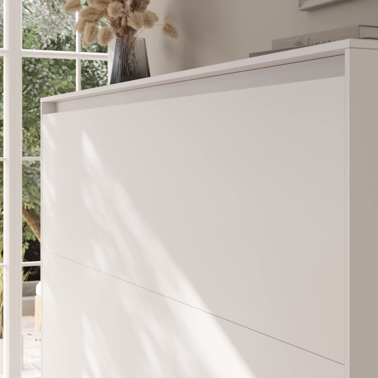 SMARTBett Set Letto a Scomparsa Classico Orizzontale 160x200 con 2 Comodini Bianchi