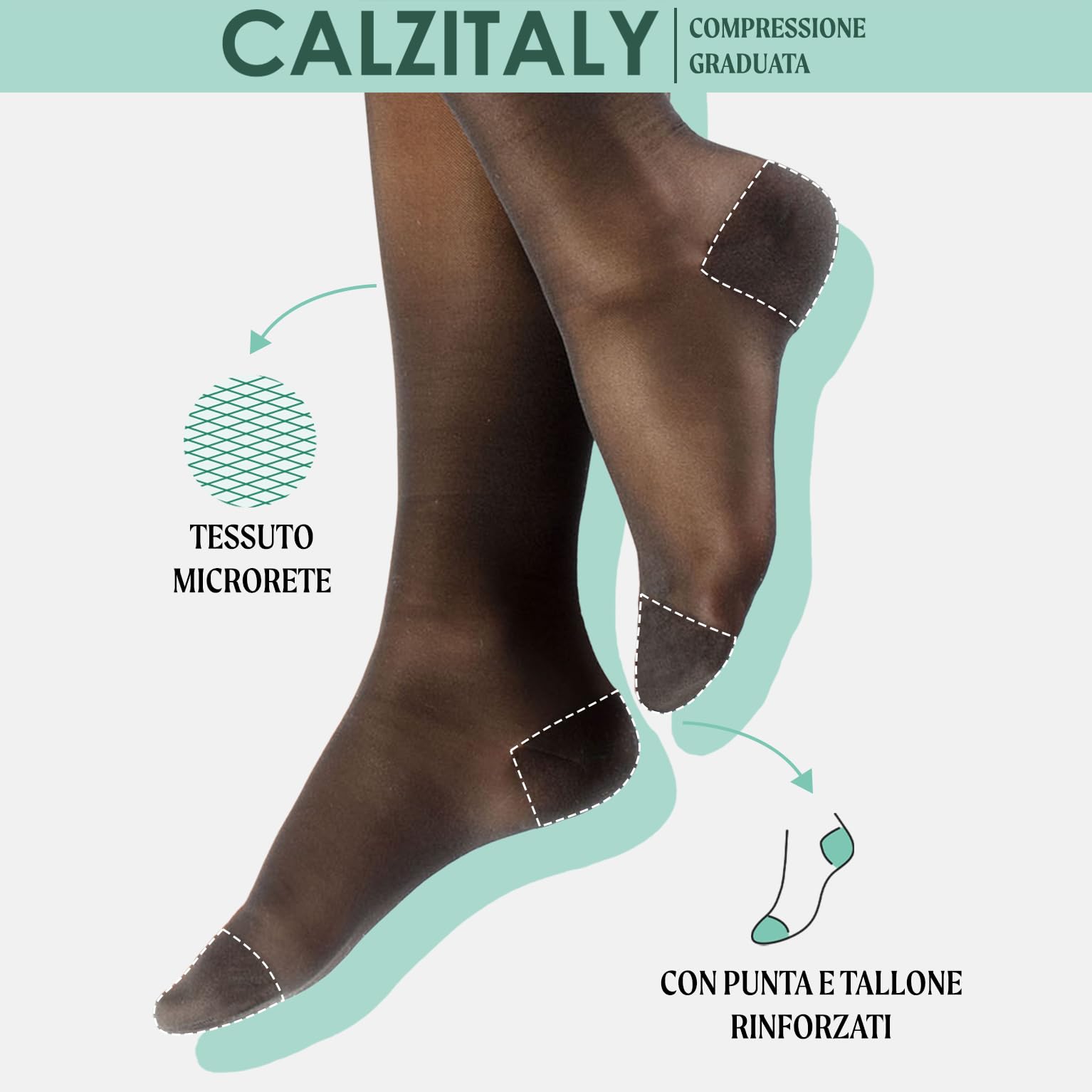Collant Sanitario Compressione Graduata Media || 70 Den || Nero & Naturale || S M L Xl Xxl ||