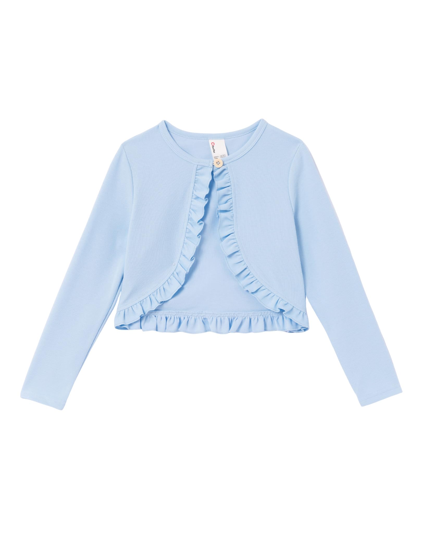 PATPAT Girls Cardigan Bolero Ruffle Open Front Button Cover Up Tops 4-12Y