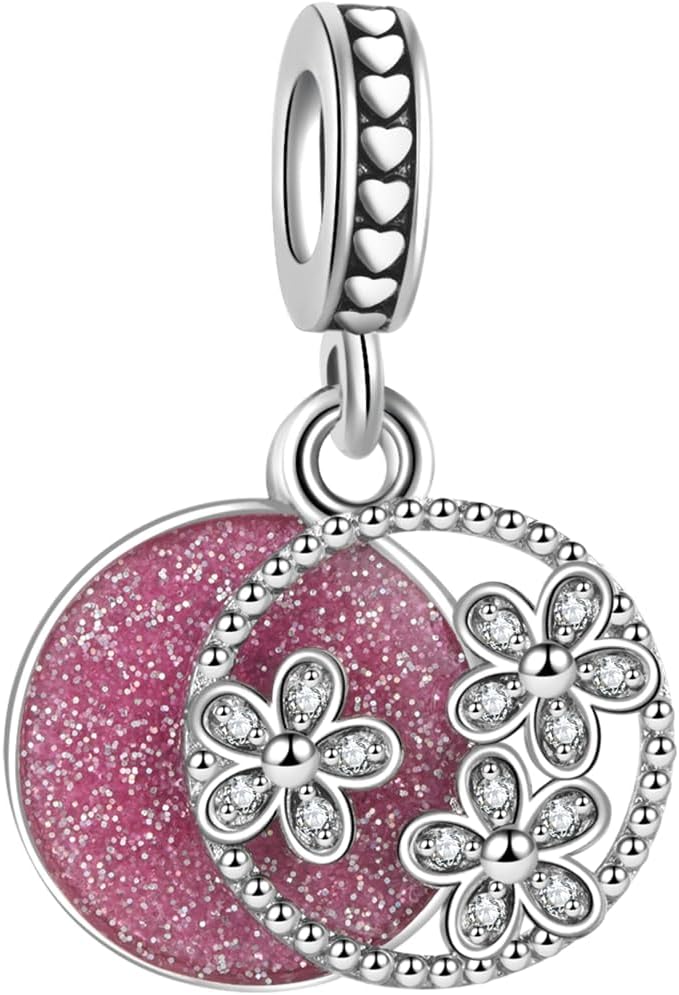 Sparkling Floral Flower Dangle Charm fits Pandora Charms Moments Bracelets - Image 2