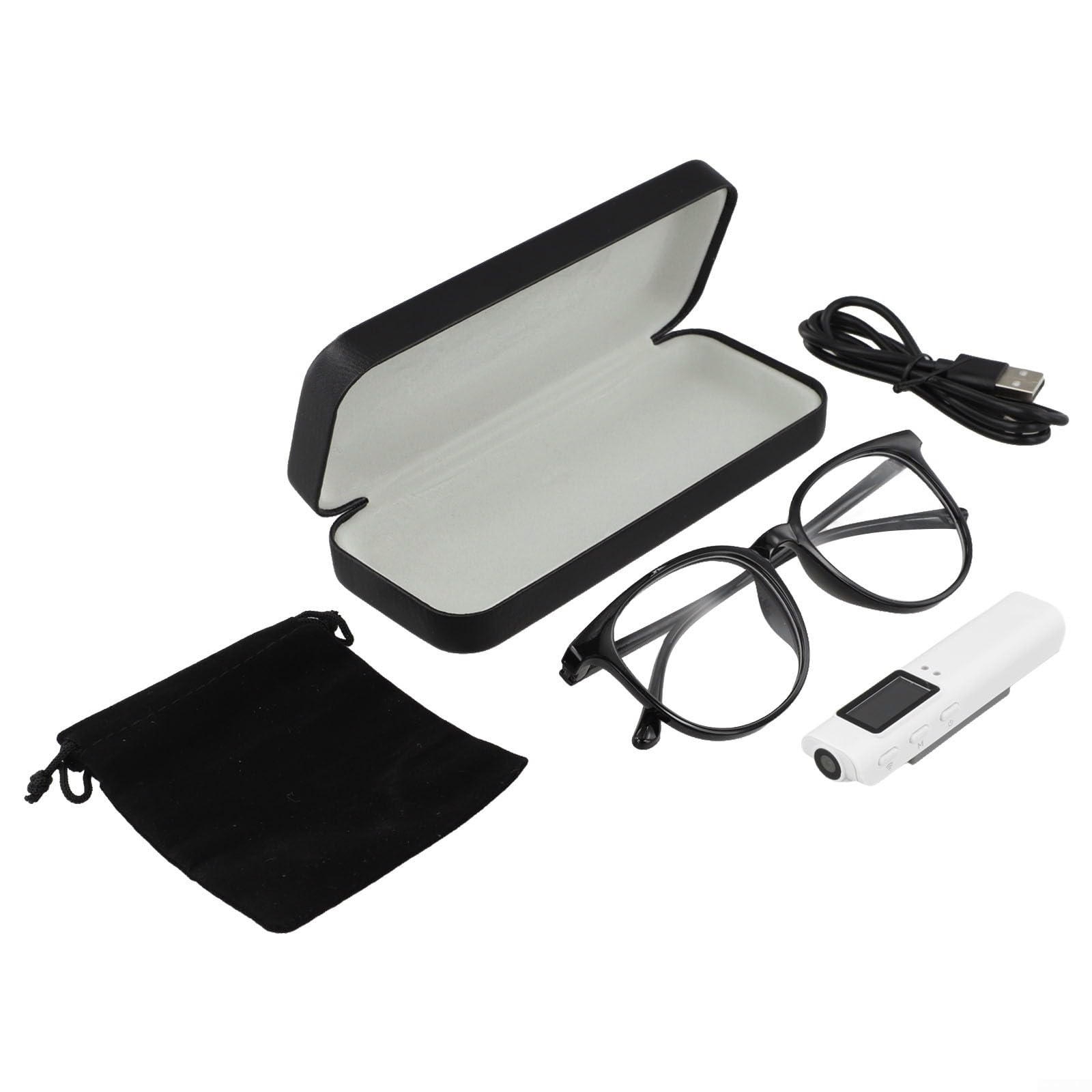Occhiali video compatti 2K con campo visivo a 110°, funzione loop e display IPS, fotocamera impermeabile indossabile (bianco)
