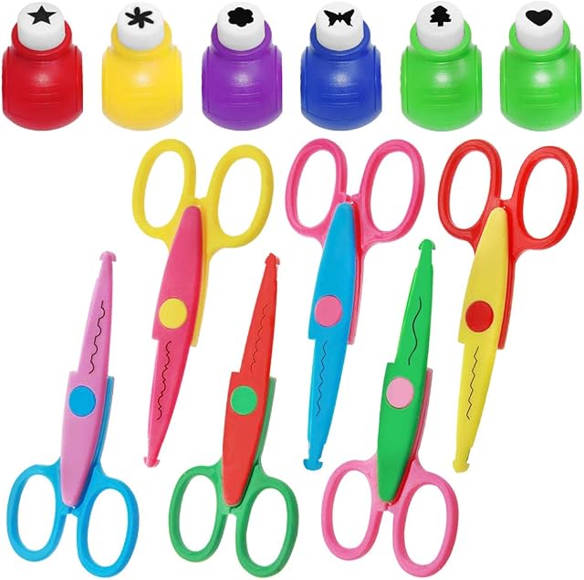 Set of 12, Craft Punch and Creative Scissors, SourceTon Scrapbooking Edging Scissors Paper Punch Set for Crafts, Scrapbooking, DIY Photo & Art Projects