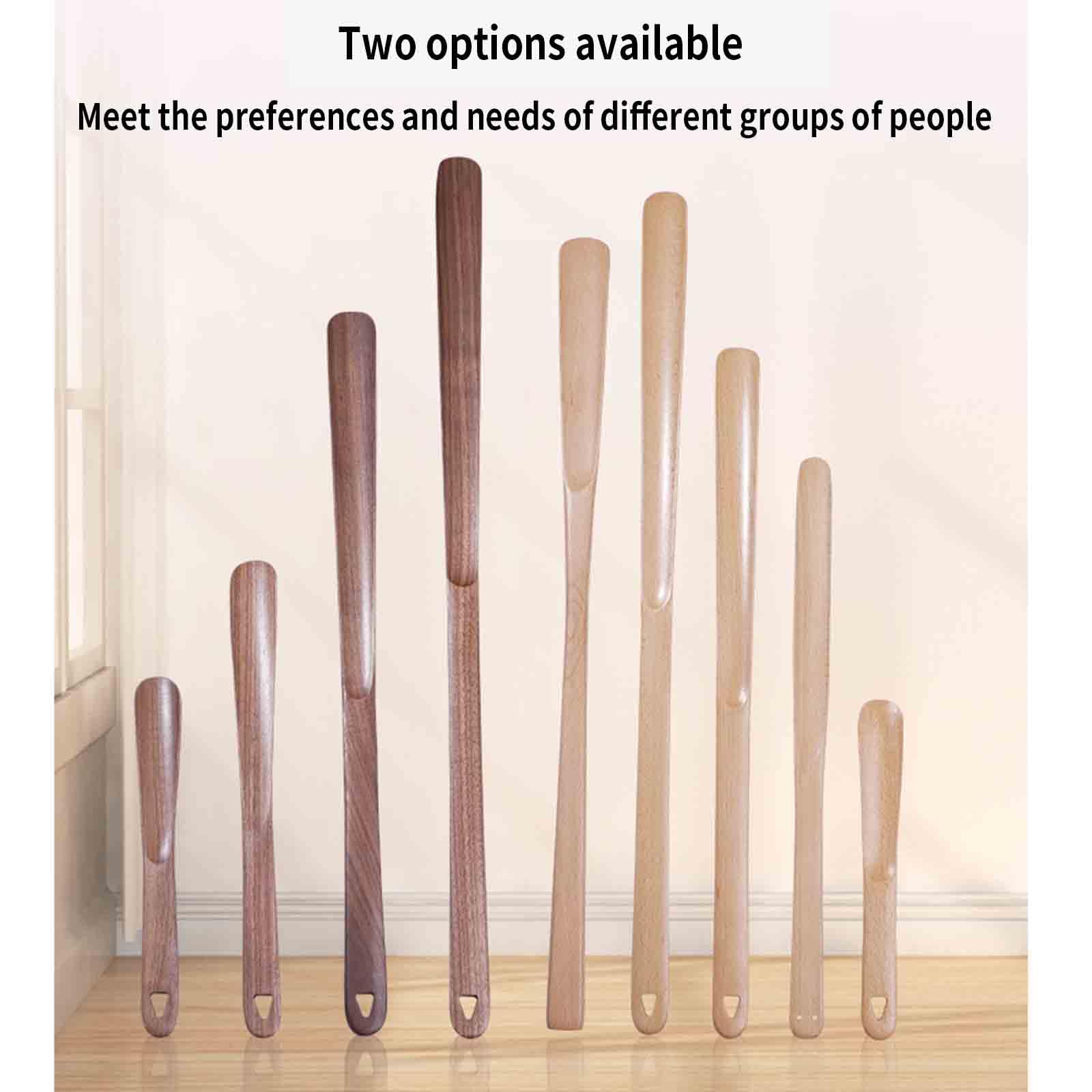 Calzador de mango largo para poner y quitar fácilmente el calzado, adecuado para hombres y mujeres, ideal para personas mayores y embarazadas, construcción de madera duradera