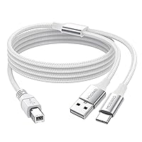 Vista 7 de MOSWAG Cable de impresora USB 2en1 de 3.28 pies/1M con cable USB C a MIDI, cable de impresora, cable USB MIDI USB C a USB B MIDI, cable, compatible