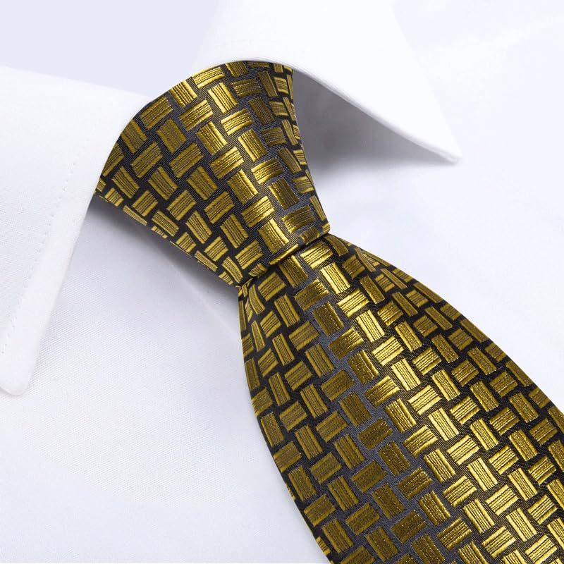 Plaid corbata para hombre 8 cm set con pañuelo y gemelos miniatura 6