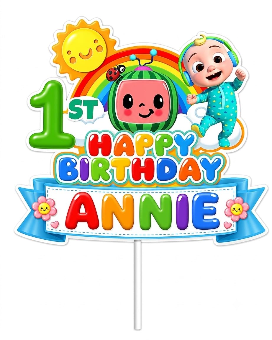 CoComelon 1st Birthday Cake Topper, 11.5x12 cm