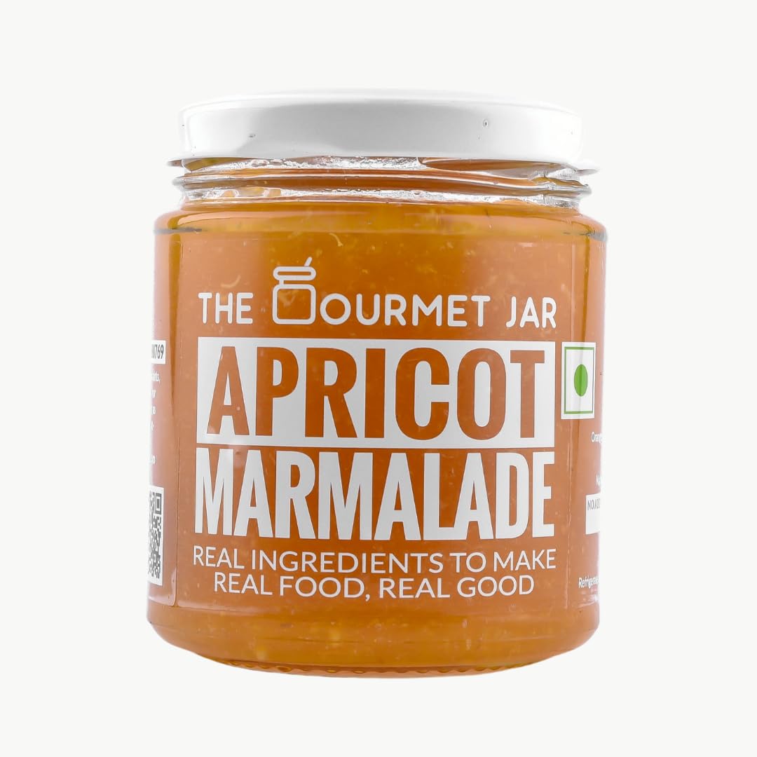 The Gourmet Jar Apricot Marmalade 230g| 100% Natural, No Preservatives, No Artificial Colors, No Artificial Flavouring Agents| No Refined Sugar| Vegan| Keto-friendly| Use as a glaze or make a cocktail, mocktail or in a marinade| Pack of 1