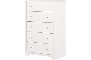 South Shore Vito 5-Drawer Tall Dresser in Pure White