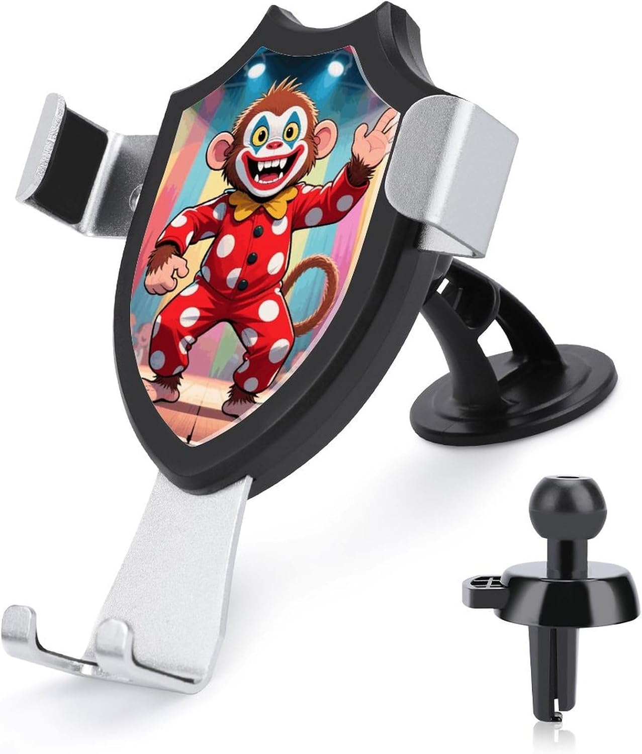 3 in 1 Universal Car Phone Mount Adjustable Suction Cup Funny Monkeys Cell Phone Holder with Metal Hook Clip for Vent Windshield Dashboard Car Accessories Auto Interior Decoration Gift