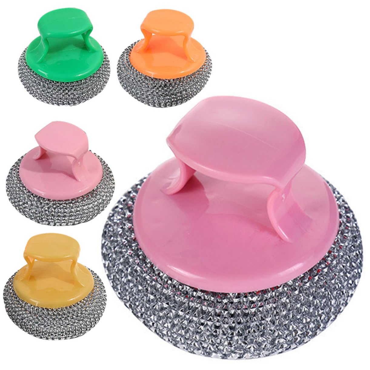 Cabilock 5Pcs Wire Cleaning Brush with Handle Kitchen Scrubbing Tool for Pots Pans and Dishes Versatile Dishwashing Brush Random Colors