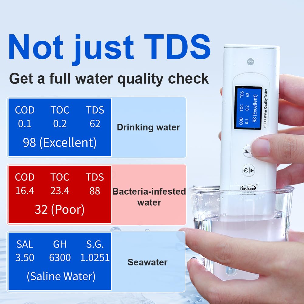 LS311 Water Quality Test Pen Comprehensive 9 Parameter Analysis for Salinity Hardness COD TOC TDS UV275 Conductivity Temperature