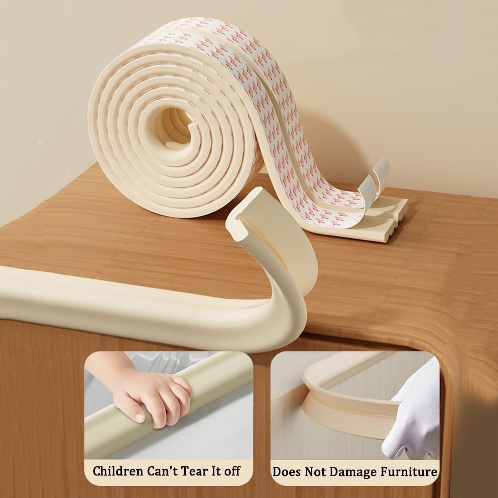 Ochronniki EdgeCorner, NBR Osłony narożników stołu Zabezpieczenie przed dziećmi Listwa zderzaka Wielokolorowa 400x1,5x3,5 cm(Beige)