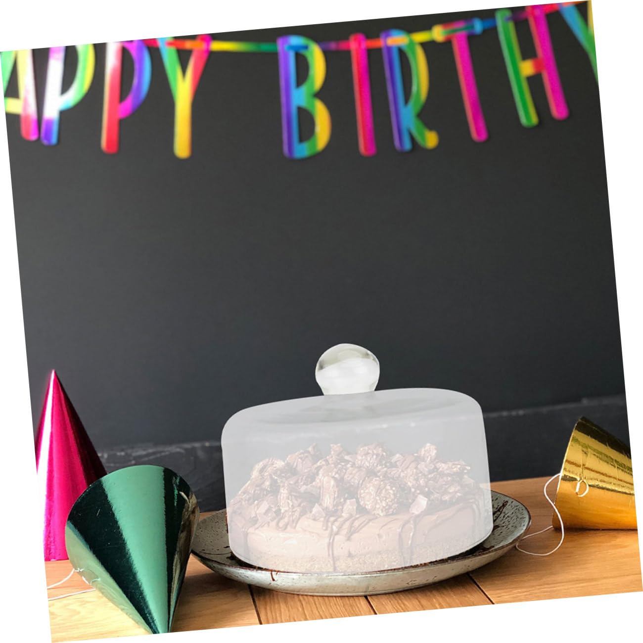 YARNOW Cloche à Gâteau en Verre Réutilisable Support Solide, Couvercle Transparent pour Activités et Fêtes, Accessoire Pâtisserie Professionnel Élégant