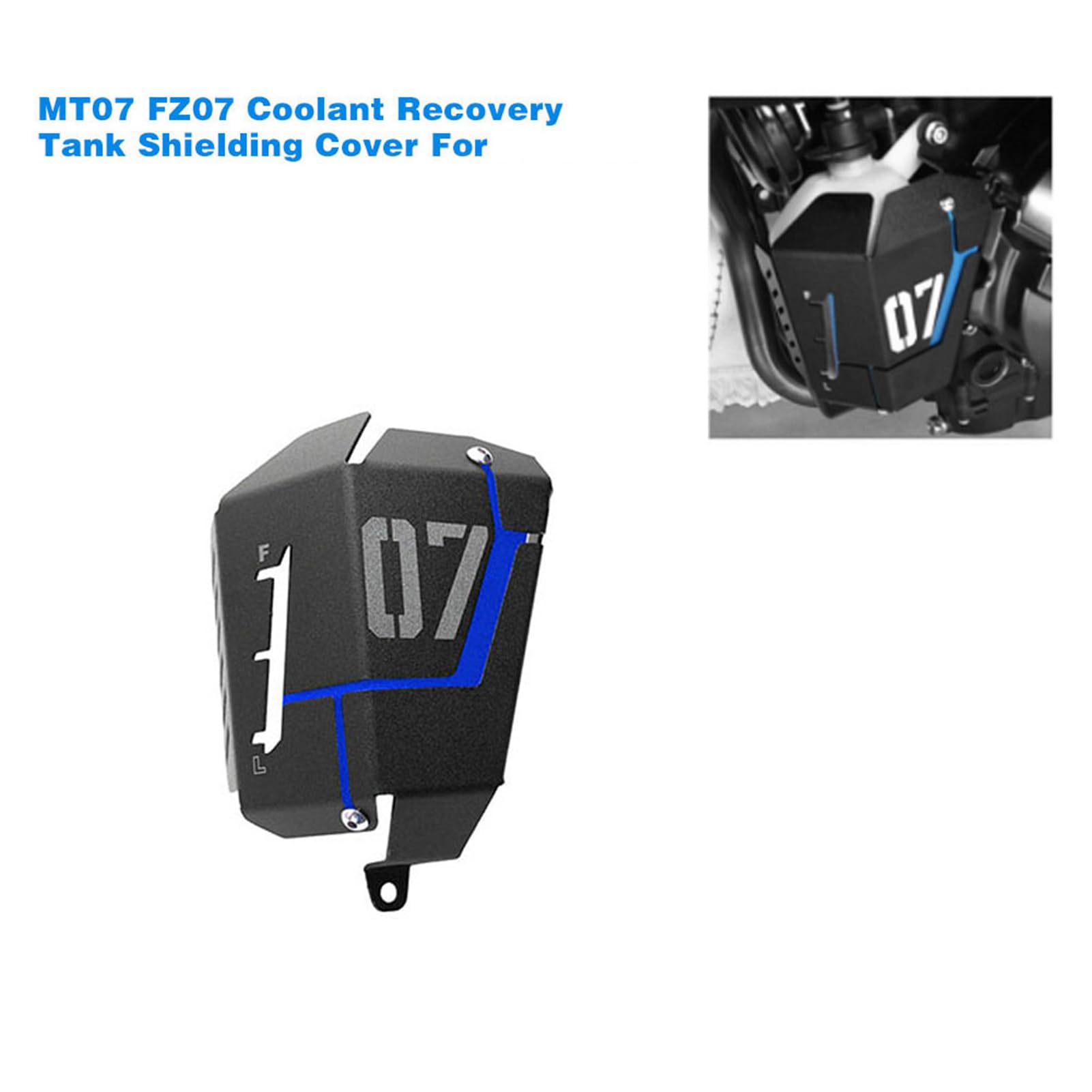 Couvercle de Protection de Réservoir Liquide Refroidissement MT07 FZ07 pour MT-07 FZ-07 2014-2019, Montage Performant en Aluminium CNC, 1 Pièce pour Ventilateurs Moto (Bleu)
