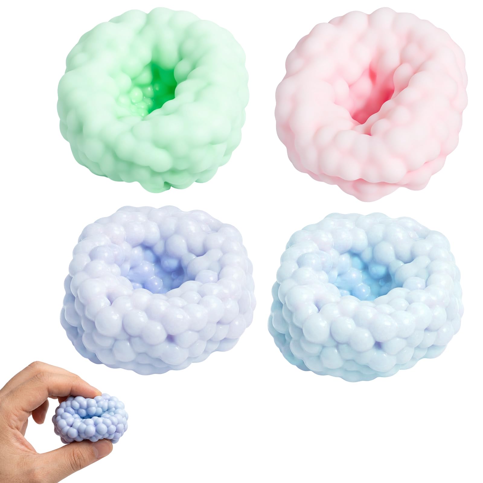4Pcs Squishy Sensory Set, Blueberry Frost Texture, Soft Squeeze Sensory Items with Durable Material for Office and Home Use