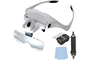 Lighted Head Magnifying Glasses Headset with LED Headband Magnifier Loupe Visor for...