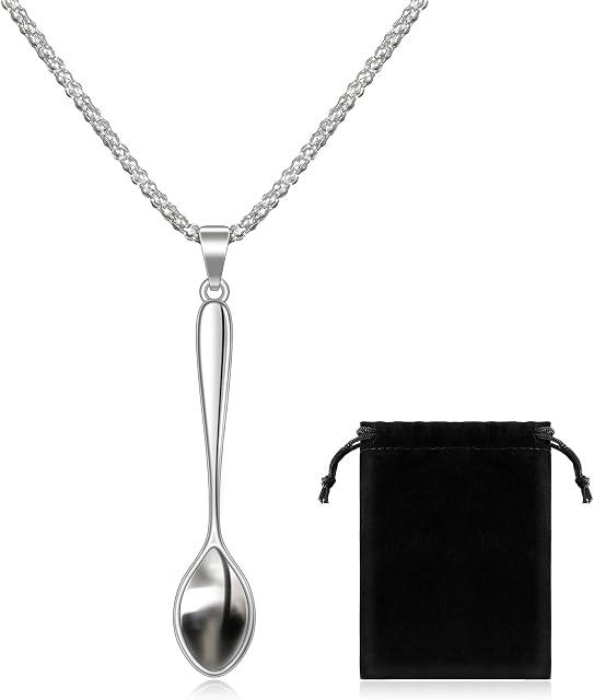 Spoon Necklace Silver Coke Spoon Necklace Women's Necklace Spoon Pendant for Women Girls Men Party Favors