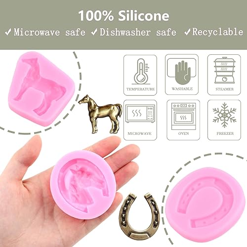 Miniatura 4 de ZiXiang Molde de silicona para caballo, moldes para fondant de herradura, cabeza de caballo, molde de silicona para decoración de pasteles,